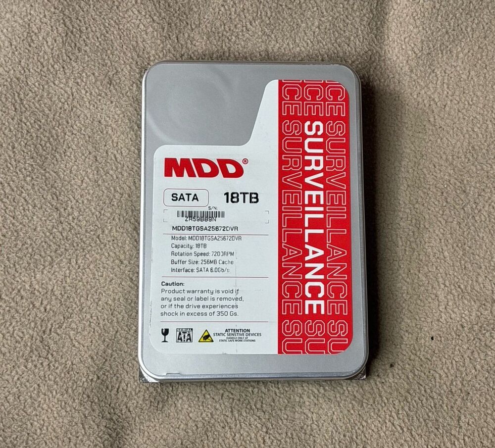 MDD 18TB 7200Rpm 256MB Cache Sata 6.0Gb/s 3.5" Internal Surveillance Hard Drive